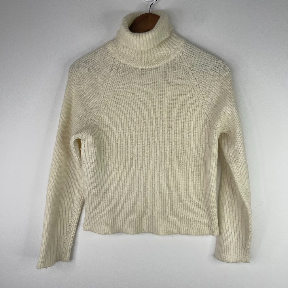 PARKHURST Women Ivory Long Sleeve Knit Pullover Turtleneck Sweater Size L